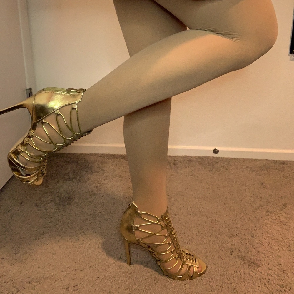 Gold Womens High Heel Shoes